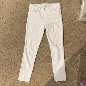 Calvin Klein Ankle Skinny Ripped White Jeans